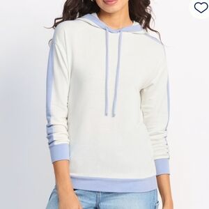 Staccato White and Light Blue Fleece Hoodie